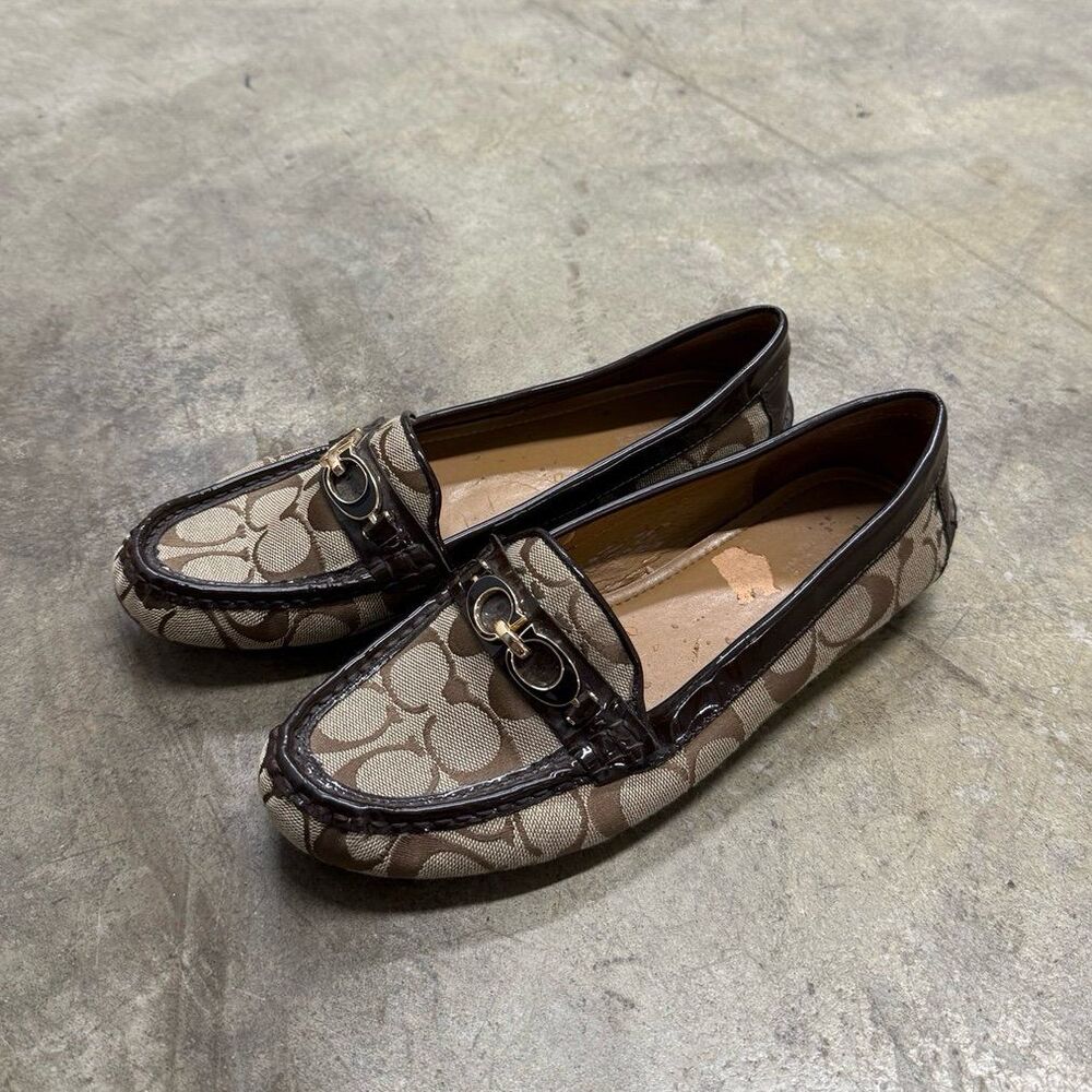 Coach Fortunata Signature C Jacquard tan monogram Loafers